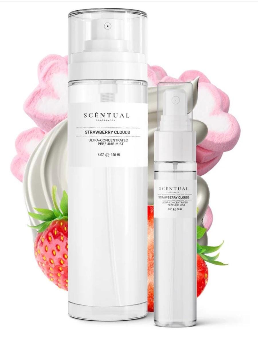 Scentual Fragrances Perfume Mist (Inspired) • Strawberry Clouds • Sugar Baby • Crème Brûlée • 24 Scents